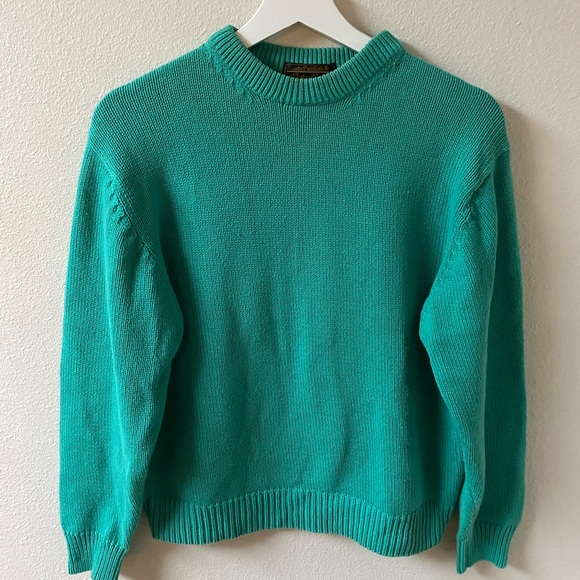 Eddie Bauer Sweaters - VTG Eddie Bauer Aqua Cotton Crewneck Sweater (Size:M)